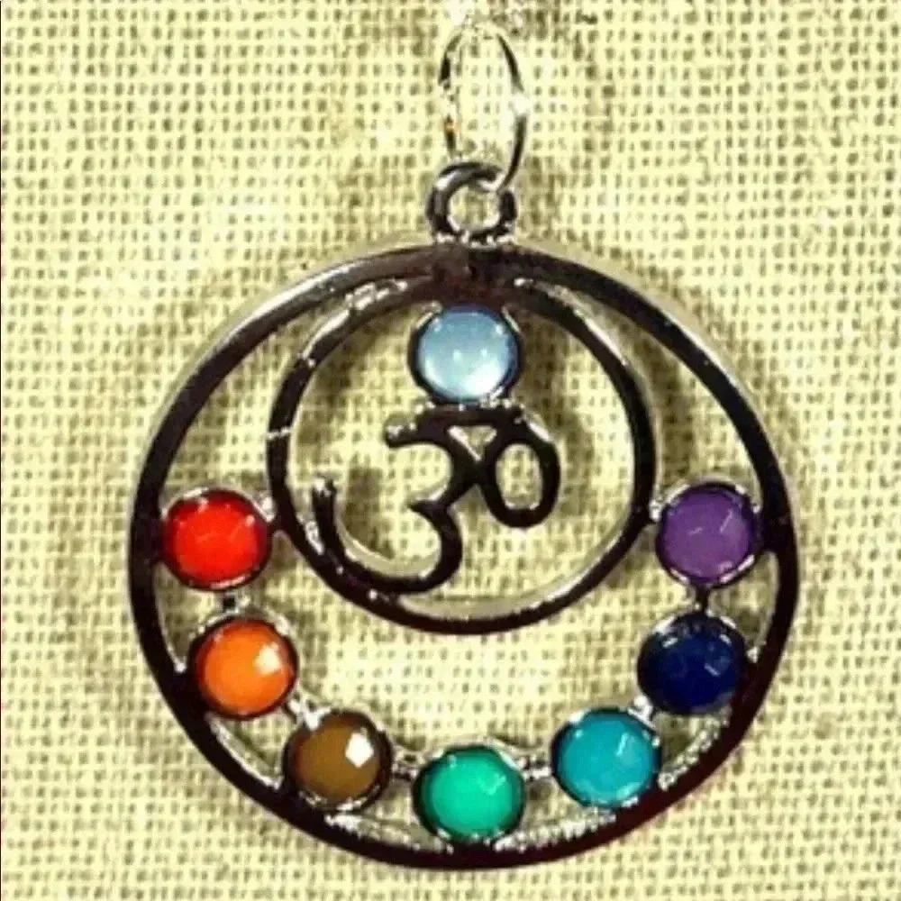 SS Ohm Pendant with Chakra Beads and 18" SS Chain